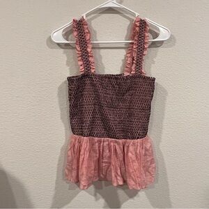 Do+be red white black smocked tank top size medium super stretchy